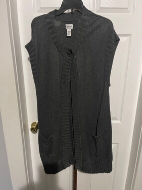 Chico's Charcoal Knit Sleeveless Cardigan Vest